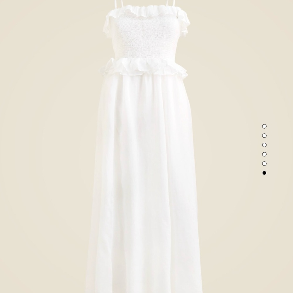 J. Crew White Ruffle Maxi Dress